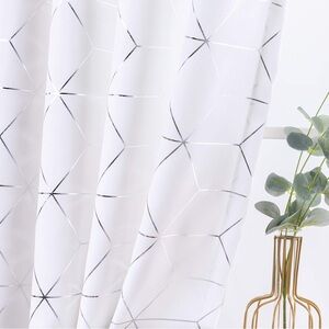 Window Curtains Silver Foil modern abstract Thermal Filtering pair 52" x 63"